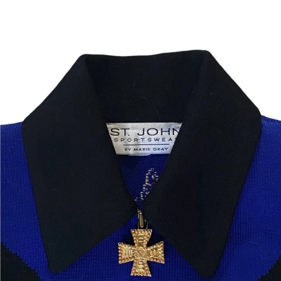 St. John Front Zip Embellished Maltese Cross Long Sleeve Knit Jacket Size 2 - Picture 8 of 10